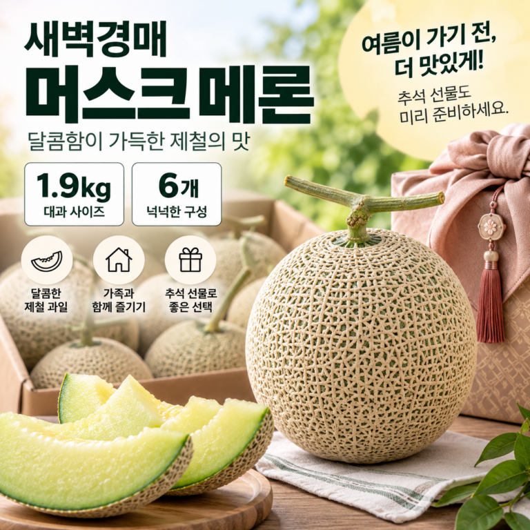새벽경매 머스크 메론 1.9kg 6개 가격 후기｜가족용·선물용으로 넉넉한 고당도 멜론 지금 사도 괜찮을까?